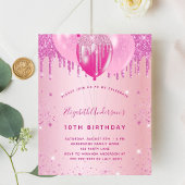 Geburtstagsparty Rosa Glitzer Einladung