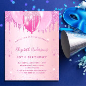 Geburtstagsparty Rosa Glitzer Einladung