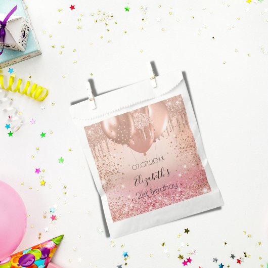 Geburtstagsparty Rosa Goldballons Geschenktütchen