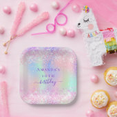 Geburtstagsparty rosa lila holografische pappteller (Party)