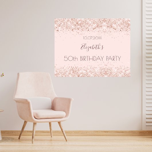 Geburtstagsparty Rosa Rosa Goldname Glitzer Poster