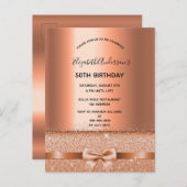 Geburtstagsparty Rose Gold Einladung Postkarte (Vorne/Hinten)