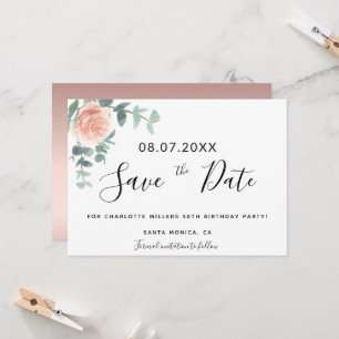Geburtstagsparty Rose Gold floral Save the Date