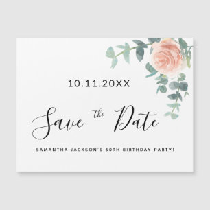 Geburtstagsparty Rose Gold floral Save the Date Magnetkarte