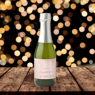 Geburtstagsparty Rose Gold Glitzer Rosa Frauen Schaumweinetikett