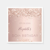 Geburtstagsparty Rose Gold Glitzer Staub Serviette (Vorderseite)