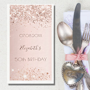 Geburtstagsparty Rose Gold Glitzer Staub Serviette