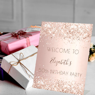 Geburtstagsparty Rose Gold Glitzer Staub willkomme Sockelschild