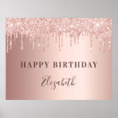 Geburtstagsparty Rose Gold Glitzer Tropfen Poster (Vorne)
