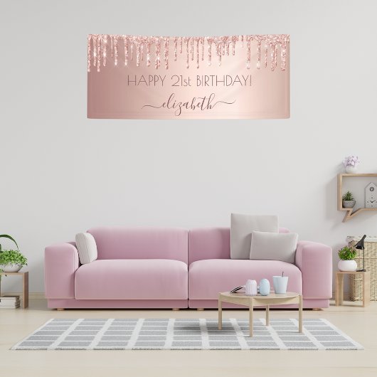 Geburtstagsparty Rose Gold rosa Tropfen Banner