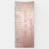 Geburtstagsparty Rose Gold Silberfunkel Banner (Vertikal)