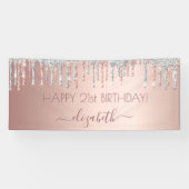 Geburtstagsparty Rose Gold Silberfunkel Banner (Horizontal)