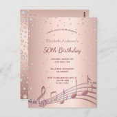 Geburtstagsparty Rose Golddiamanten Einladung zur Postkarte (Vorne/Hinten)