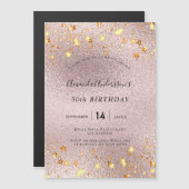 Geburtstagsparty Rose Goldrosa Sterne Moderne Magnetkarte (Vorne/Hinten)