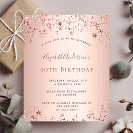 Geburtstagsparty Rose Goldstars Einladung