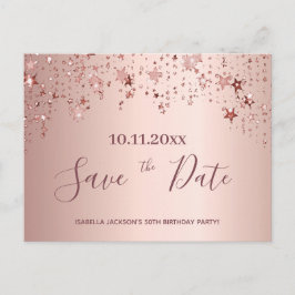 Geburtstagsparty Rose Goldstars Save the Date Postkarte