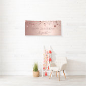 Geburtstagsparty Rose Goldsterne Rosa Funkeln Banner (Insitu)