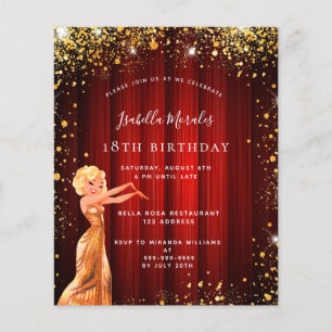 Geburtstagsparty Rotes Gold Glitzer Kleid Budget Flyer