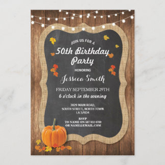 Geburtstagsparty Rustic Wood Pumpkin Chalk Einladu Einladung