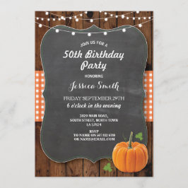 Geburtstagsparty Rustic Wood Pumpkin Chalk Fall Einladung