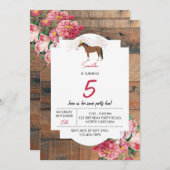 Geburtstagsparty Rustikal Wood Floral Einladung (Vorne/Hinten)