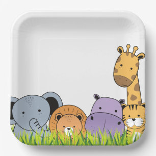 Geburtstagsparty Safari Tiere Niedlicher Cartoon Pappteller