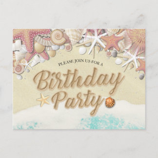 Geburtstagsparty Save the Date Summer Beach Starfi Einladungspostkarte