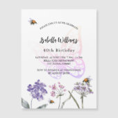 Geburtstagsparty Schmetterling Violett Wildblumen Magneteinladung (Vorderseite)