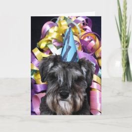 Geburtstagsparty Schnauzer mit Ribbon Behind Card Karte