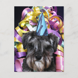 Geburtstagsparty Schnauzer Ribbon Hinter der Postk Einladungspostkarte