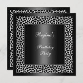 Geburtstagsparty Schwarz-weiß Giraffe Einladung (Vorne/Hinten)