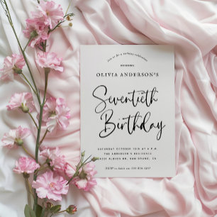 Geburtstagsparty   Schwarz-Weiß-Typografie Einladung