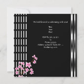 Geburtstagsparty Schwarz-weißes asiatisches Rosatm Einladung (Rückseite)