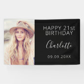 Geburtstagsparty Schwarz-weißes Foto Banner (Horizontal)