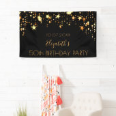 Geburtstagsparty schwarze goldene Sterne Banner (Insitu)