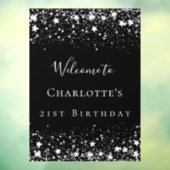 Geburtstagsparty schwarze Stars Willkommen Fensteraufkleber (Blatt 3)