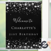 Geburtstagsparty schwarze Stars Willkommen Fensteraufkleber (Zuhause)