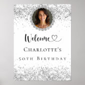 Geburtstagsparty Silber Foto Diamanten willkommen Poster (Vorne)