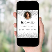 Geburtstagsparty Silber Foto Diamanten willkommen Poster