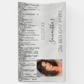 Geburtstagsparty Silber Foto Glitzer Monogramm Banner (Vertikal)