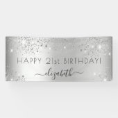 Geburtstagsparty Silber Glitzer Banner (Horizontal)