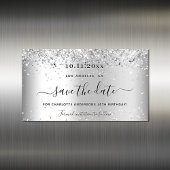 Geburtstagsparty Silber Glitzer Save the Date Magnetkarte