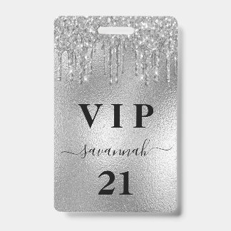 Geburtstagsparty Silber Glitzer Tropfen Luxus-Vip Ausweis
