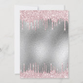 Geburtstagsparty Silber Glitzer Tropfen pink Einladung (Rückseite)
