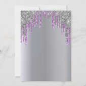 Geburtstagsparty Silber lila Glitzer funkeln Einladung (Rückseite)