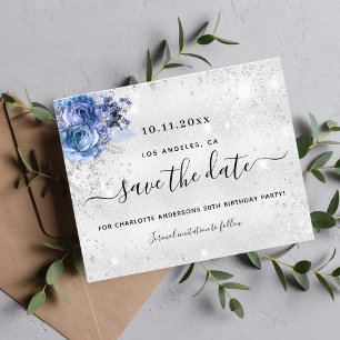 Geburtstagsparty - Silberblauer Haushalt Save the  Flyer