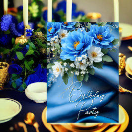 Geburtstagsparty Silk Blue Blumen Babyatmung Einladung