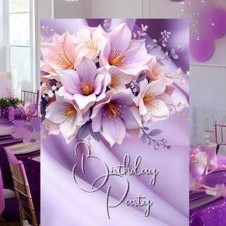 Geburtstagsparty Silk Blush Lilac Pink Blume Einladung
