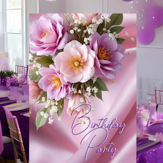Geburtstagsparty Silk Blush Pink Lilac Blume Einladung