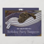 Geburtstagsparty Sleepy Dog Sleepover Einladung (Vorne/Hinten)